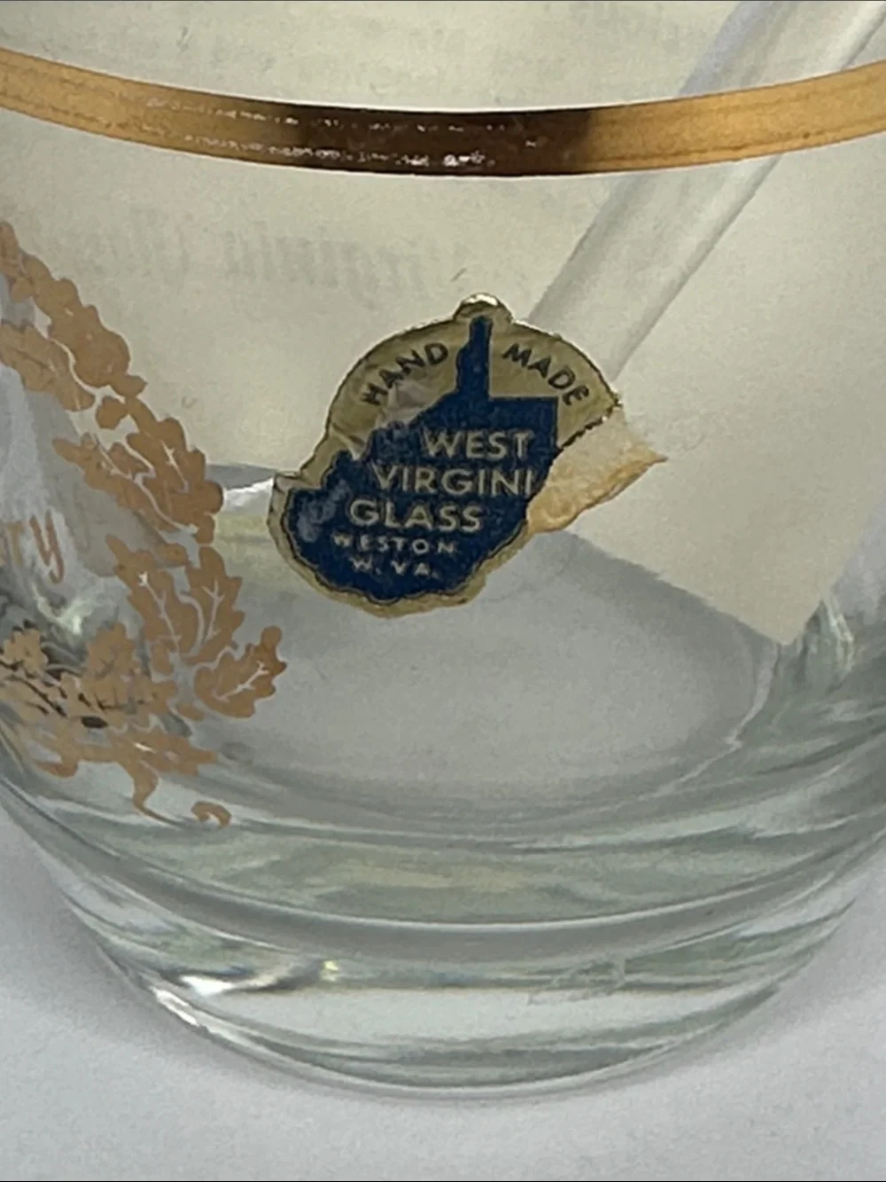 Vintage Gold-Accented Clear Glass Candy Jar with Spoon